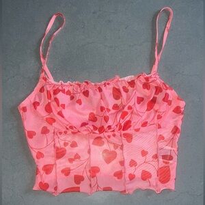 Mesh Heart Cropped Top